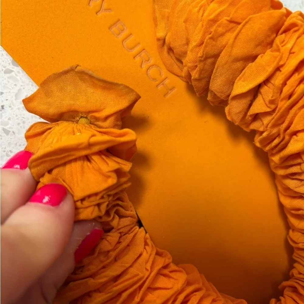Tory Burch Orange Fringe Slide Sandals